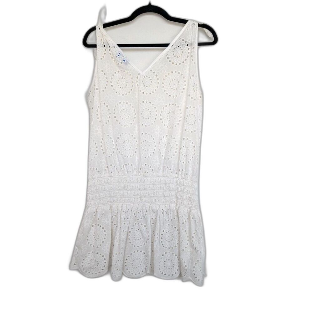 Cartolina Nantucket Cotton Broderie Tie Shoulder Coastal Mini Dress Sz M Coverup